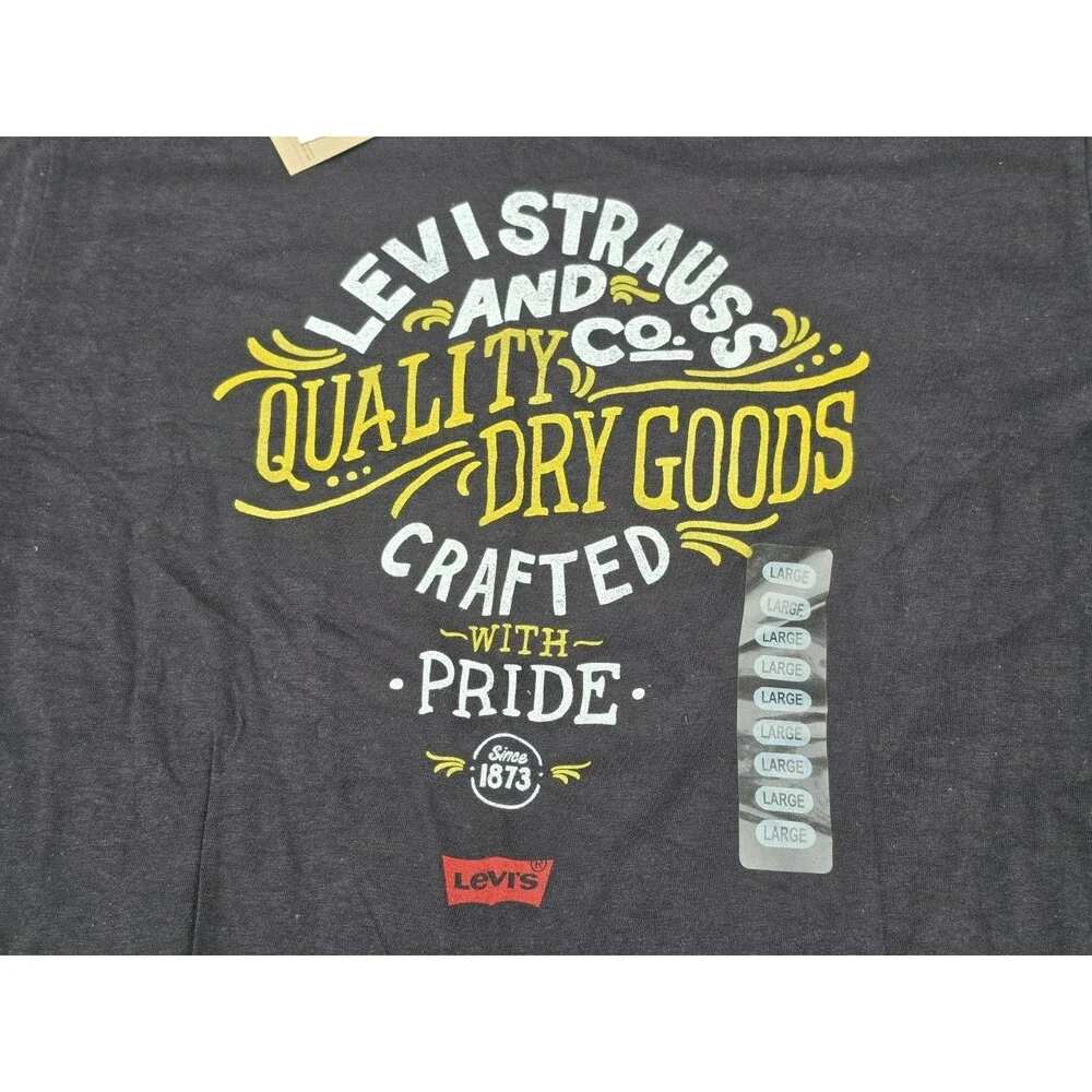 Levi Strauss & Co. Men's Large Black T-shirt w/ Gold/White Graphics Crafted NWT